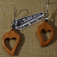Earrings heart wood handmade jewelry wedding wood