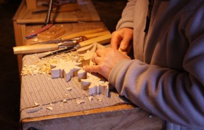 Wood carving with gouge