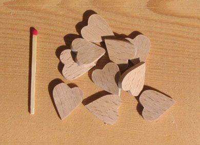 10 miniature hearts to stick to decorate solid wood handmade scrapbooking embellishment