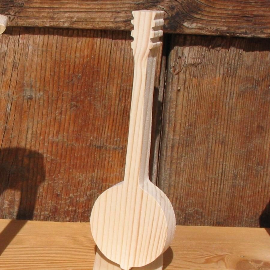 Solid wood banjo ht15cm handmade music decoration, musician gift, music