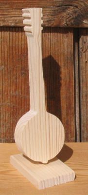 banjo in solid spruce wood height 15 cm mounted on a base music table decoration handmade