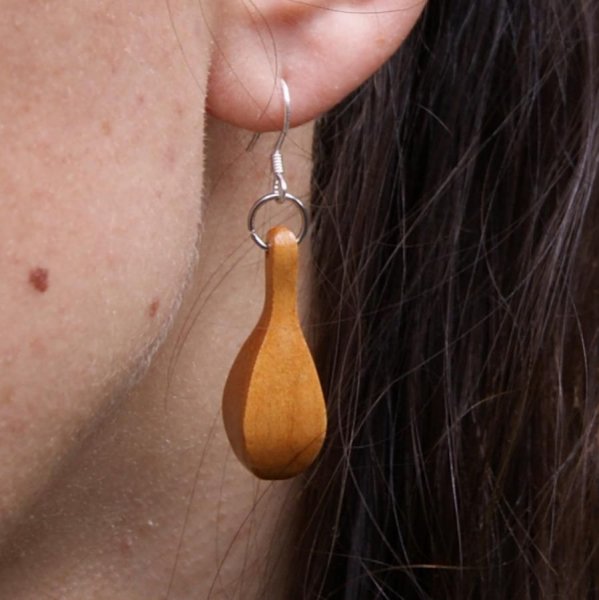 boucles d'oreilles goutte d'eau bijoux &eacute;thiques bois merisier cir&eacute;, bijou nature, fait main