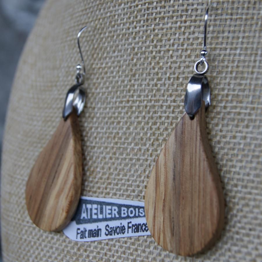 oak drop earrings, ethical wood jewelry, nature jewelry, handmade