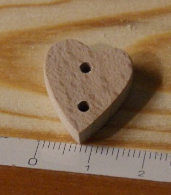 Heart button 15mm solid wood handmade