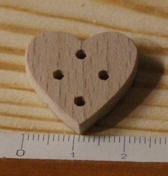 Button heart 22mm to decorate and sew or glue, embellishment scrap handmade solid wood