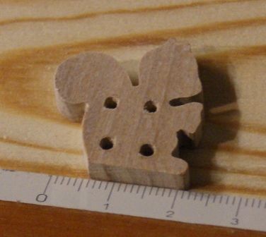 Button squirrel 25mm solid wood handmade embellishment scrapbook nature animals