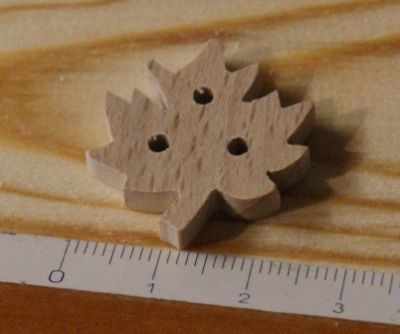 Handmade maple leaf knob 25mm solid wood embellishment scrapbooking nature forest tree leaf