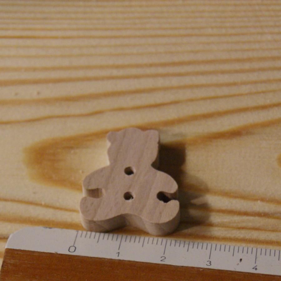 Button bear 22mm embellishment scrapbooking theme child birth solid wood handmade 