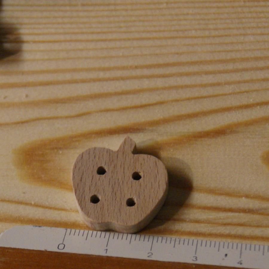 Button apple 22mm solid wood embellishment scrapbooking handmade