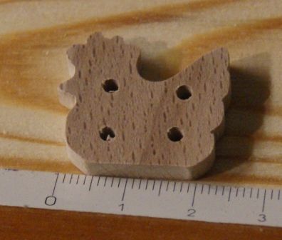 Button hen 25mm solid wood handmade sewing scrapbooking hobby