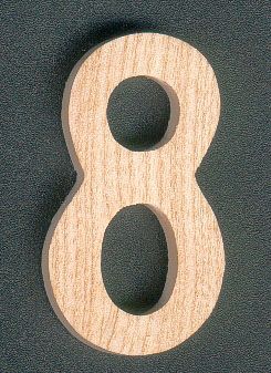 Number 8 in wood 5 cm, to paint, to glue, 