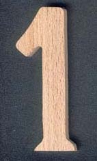 Wooden number 1 ht 8cm marking, number to stick