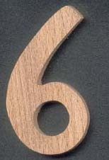 Number 6 ht 8cm, solid beech, hand carved