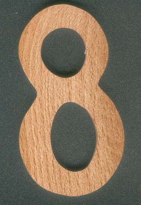 Number 8 ht 8cm, marking, handmade solid wood