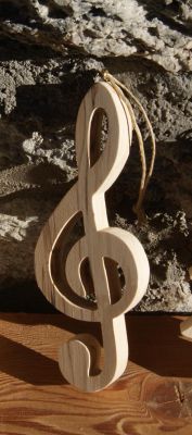 Floor Cle 15 cm in birch wood music decoration