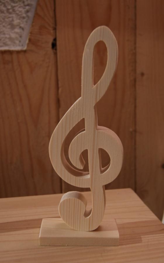 Solid wood treble clef ht 20 cm decoration music, table decoration, musician gift