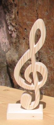 solid wood treble clef mounted on a base, wedding table decoration, musician gift