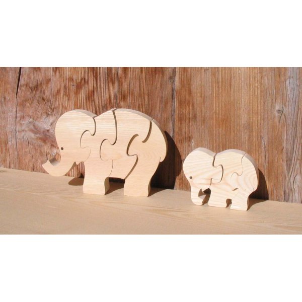 elephant puzzle 4 pieces solid beechwood, handmade, savannah animals