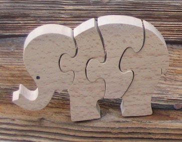 elephant puzzle 4 pieces solid beechwood, handmade, savannah animals