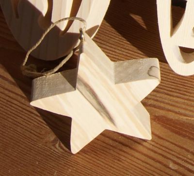 Star 5x5 cm in solid birch wood, Christmas decoration, handmade