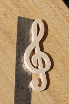 Figurine treble clef ht 6cm decorating theme music handmade solid wood embellishment scrapbooking