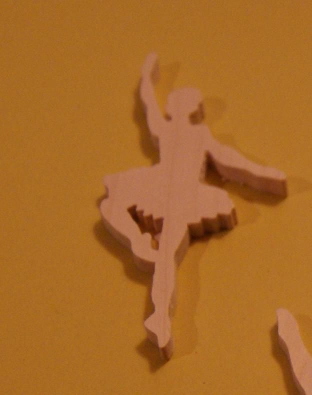 Dancer figurine 3mm solid wood handmade embellishment scrapbooking dance