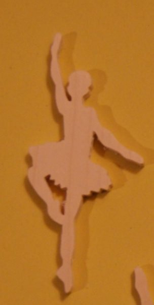 Dancer figurine 3mm solid wood handmade embellishment scrapbooking dance