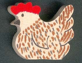 Miniature hen figurine, chickens in wood to decorate solid maple wood