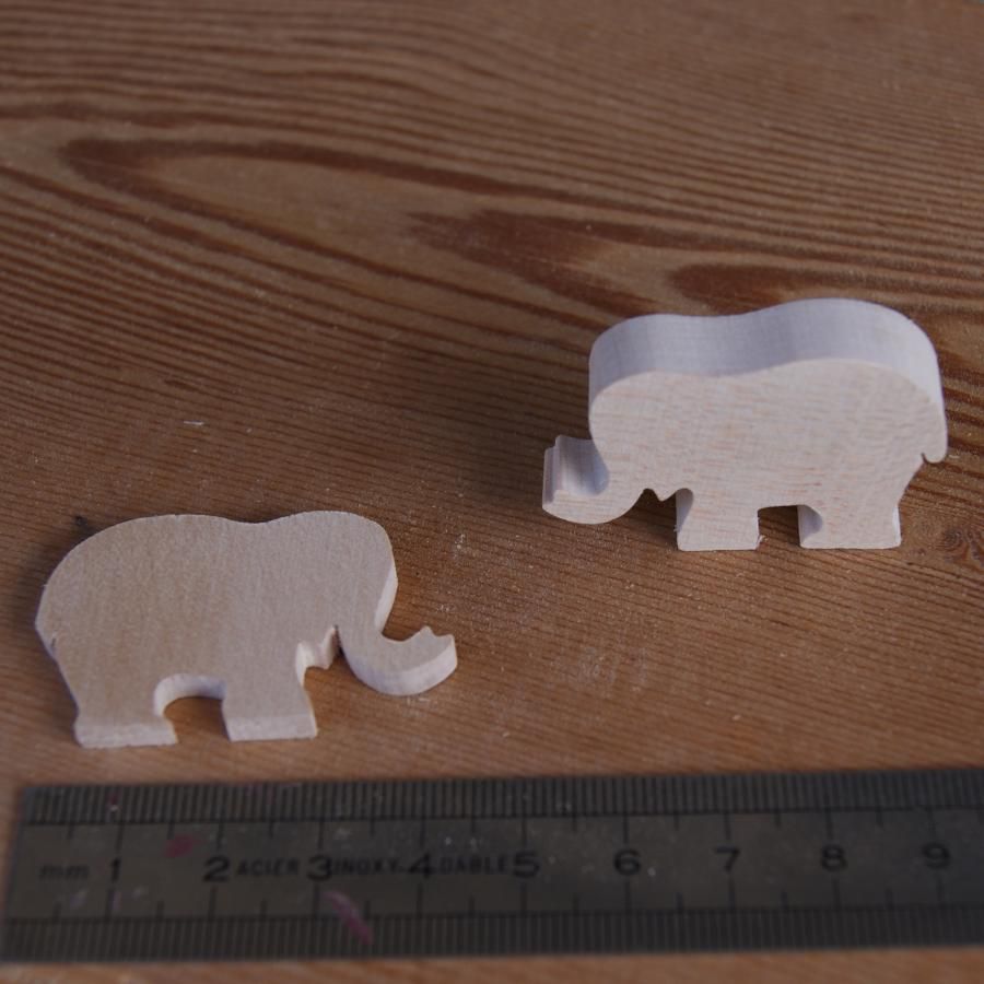 miniature figurine elephant 3mm embellishment to paint and glue solid wood handmade