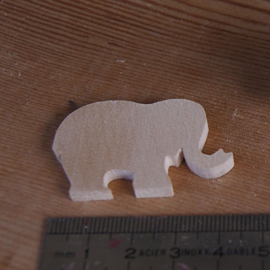 miniature figurine elephant 3mm embellishment to paint and glue solid wood handmade