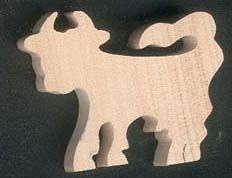 miniature cow figurine 3mm thick to paint and glue in solid maple wood cut by hand, embellishment scrap animals farm