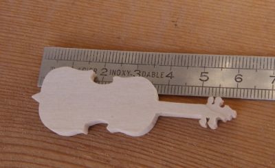 Cello figurine ht 6cm solid wood handmade embellishment scrapbooking music