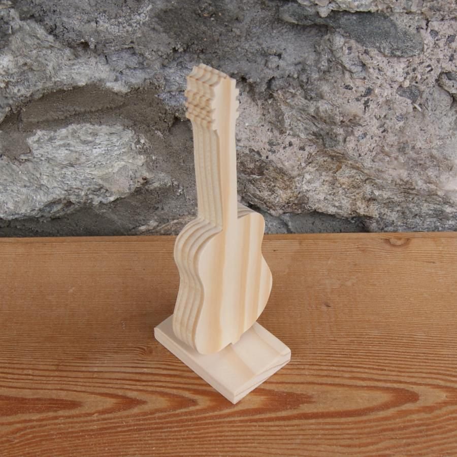 guitar mounted on a stand, wedding table decoration, spruce wood, handmade