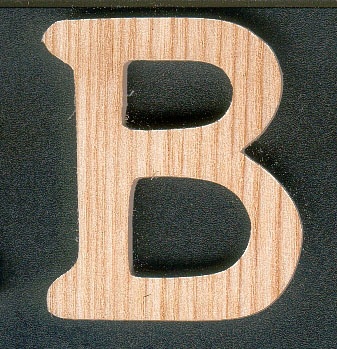 Letter B to stick in ash wood height 5 cm thickness 5 mm