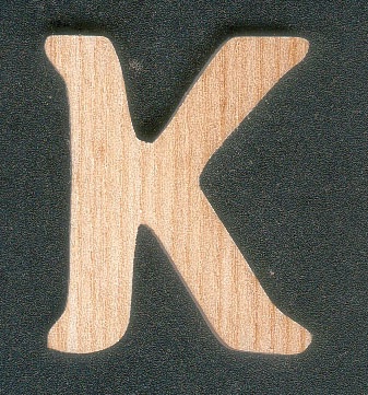 Letter K in ash wood height 5 cm