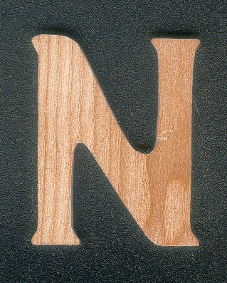 Letter N in solid wood to paint and glue, handmade