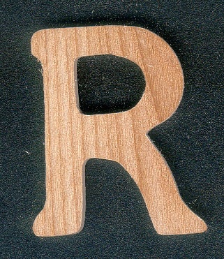 Letter R in solid ash wood handmade height 5 cm