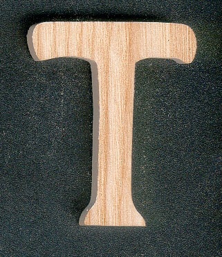 Wooden letter T, height 5 cm, to be painted or glued