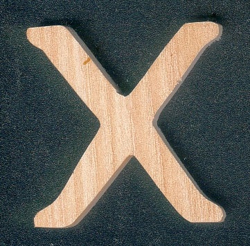 Wooden letter X height 5 cm