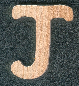 Letter J in ash wood, height 5 cm