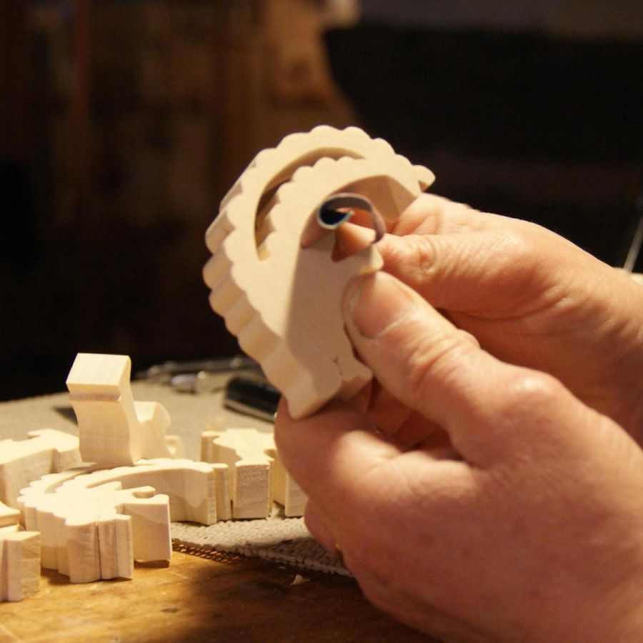 motorcycle and biker puzzle 5 pieces of handmade beech wood