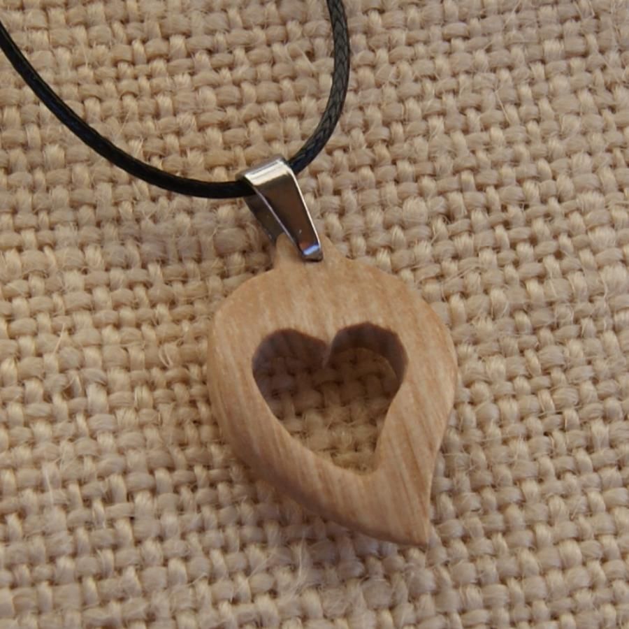 Ash wood heart set, earrings and pendant gift wood wedding, nature valentine's day