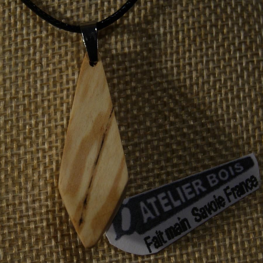 pendant made of waxed birch wood, ethical jewel, man made, pyramid shape