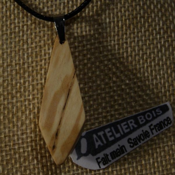pendant made of waxed birch wood, ethical jewel, man made, pyramid shape