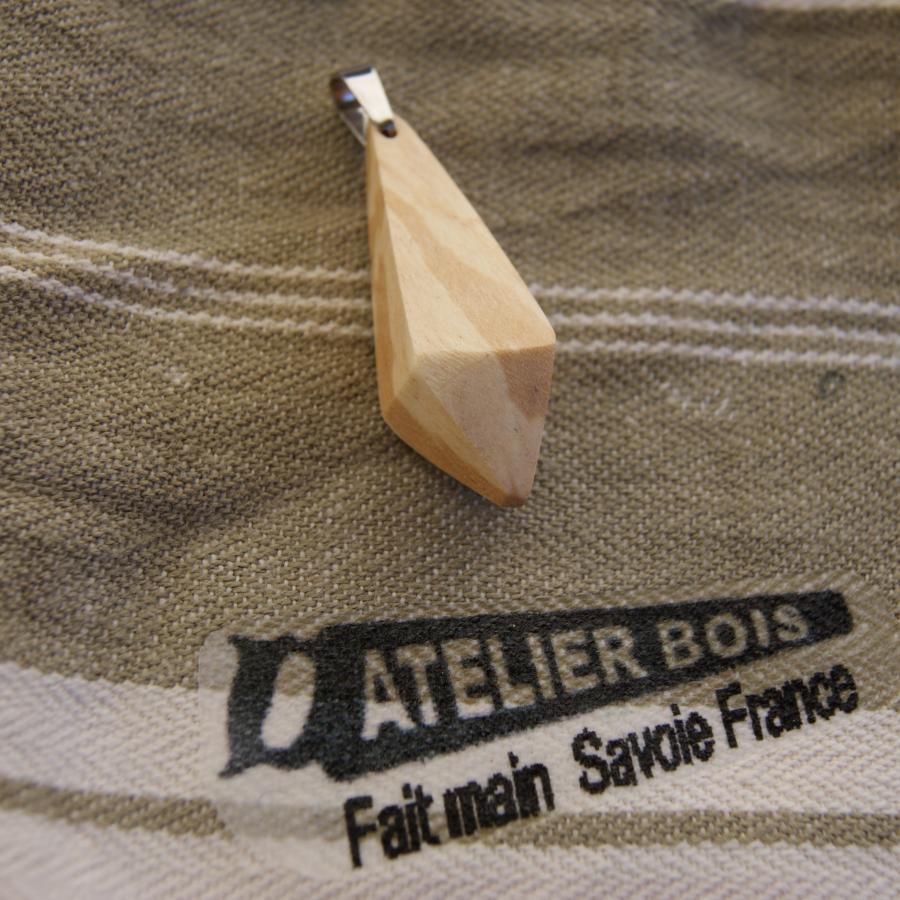 pendant made of waxed birch wood, ethical jewel, man made, pyramid shape