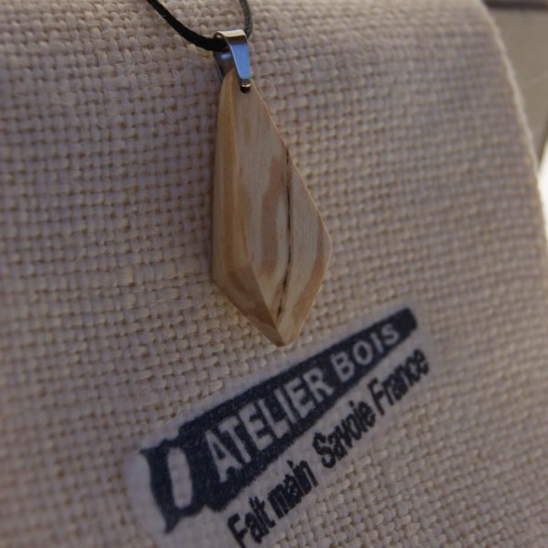 pendant made of waxed birch wood, ethical jewel, man made, pyramid shape