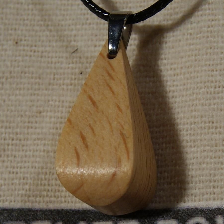 pendant drop in waxed Beech wood, handmade ethical jewel