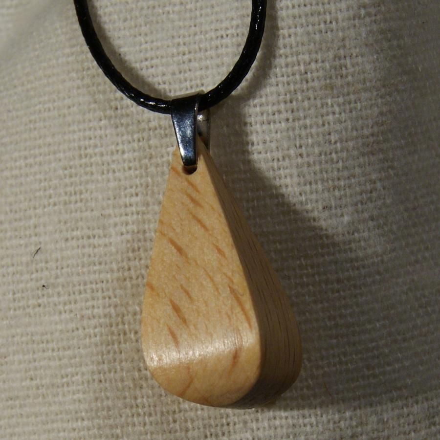 pendant drop in waxed Beech wood, handmade ethical jewel