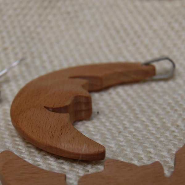 moon pendant made of beech wood jewelry and nature, handmade