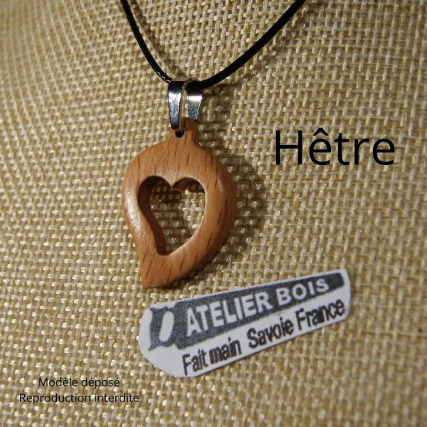pendant wood wedding jewelery and nature cut heart, cherry wood, handmade, valentine's day gift idea, wood wedding